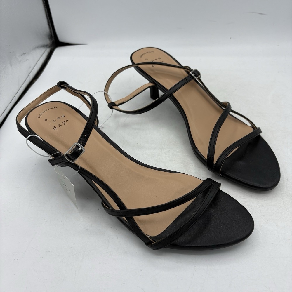 A New Day Shoes Womens Size 9.5 Stella Almond Open Toe Strappy Heels